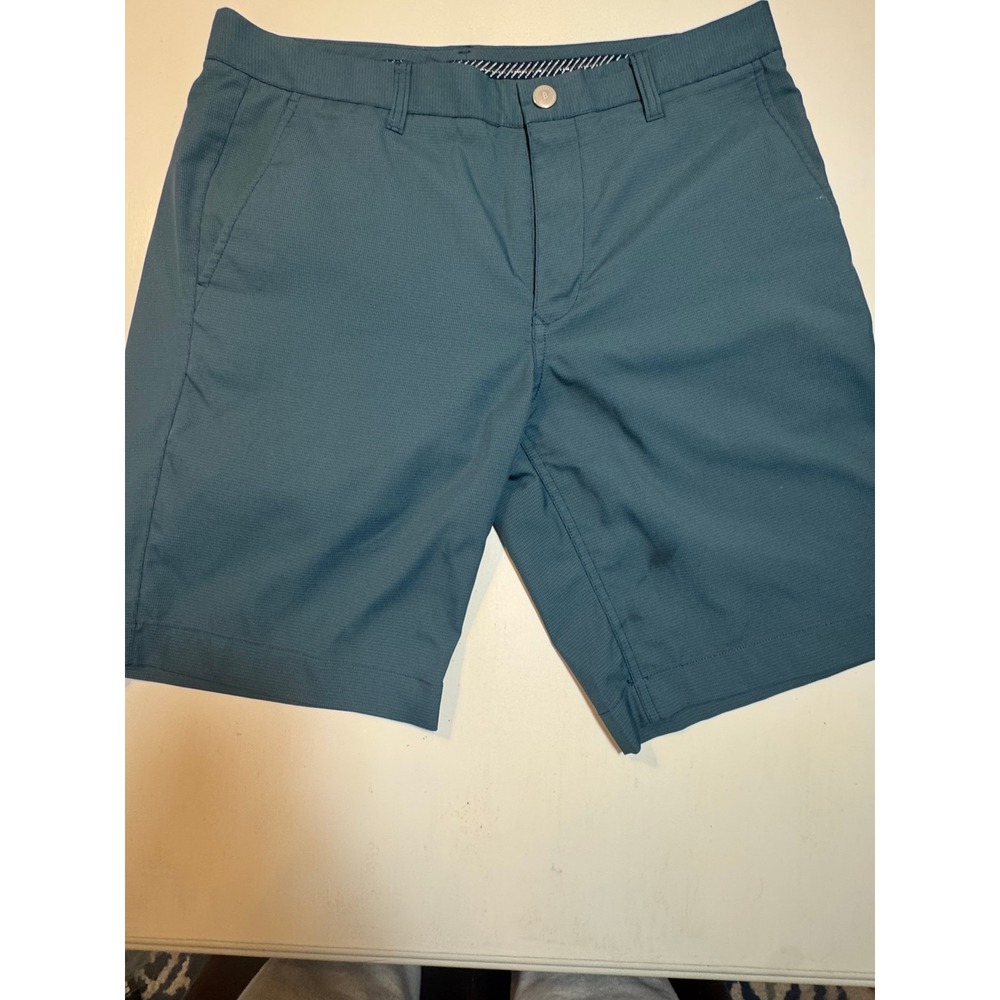 Bonobos Golf Mens 34 Teal Blue Performance Shorts 10 Inch Inseam Micro Texture